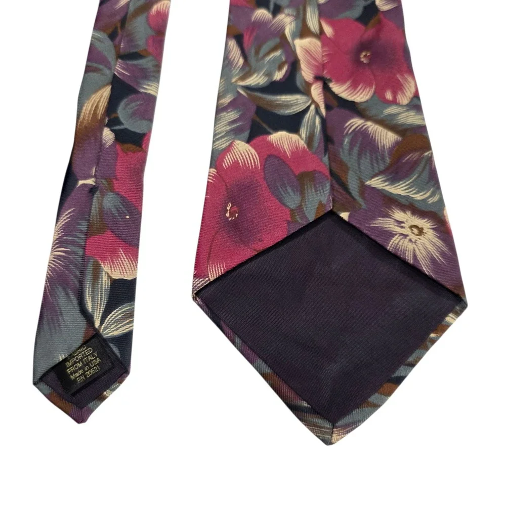 Hill & Archer Mens Necktie‎ Multicolor Floral 100% Silk Designer Short Hawaiian